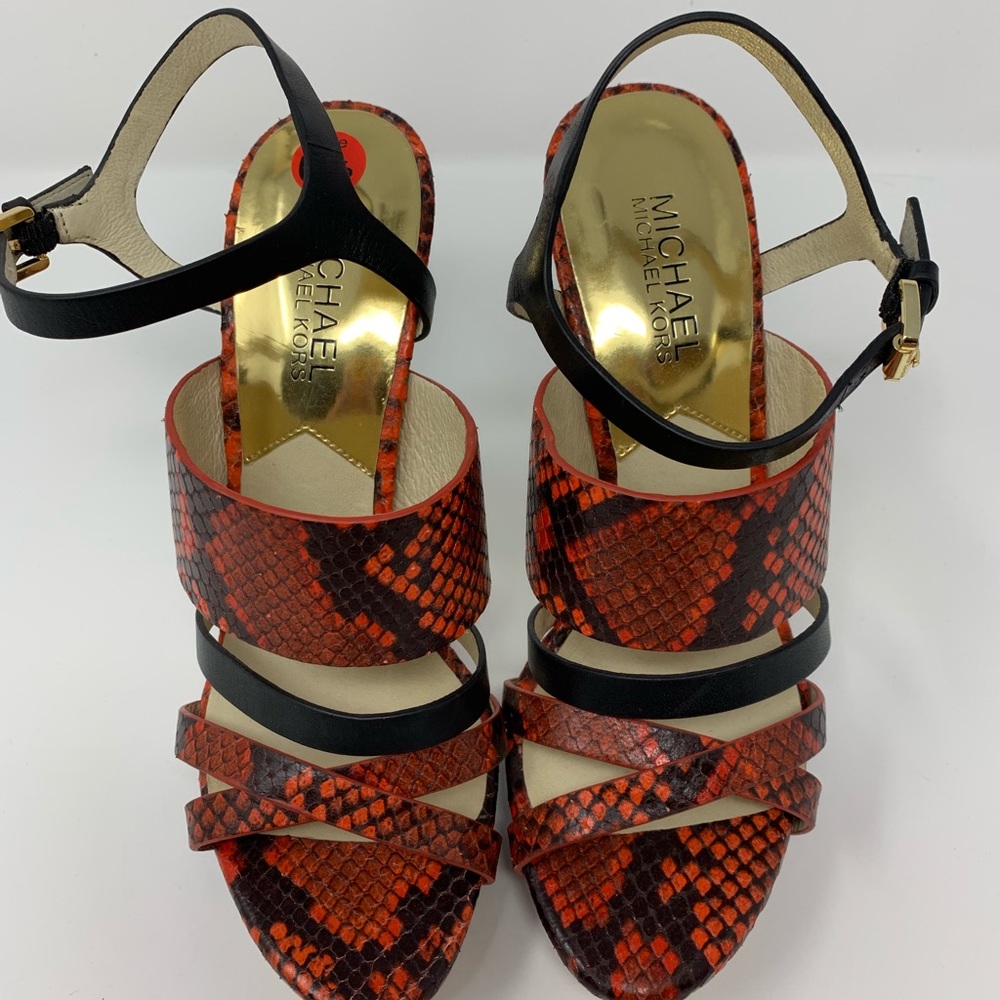 Michael Kors Red And Black Snake Print Heels
